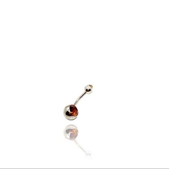 Belly Ring CZ honey Topaz Gem - Picture 2 of 3